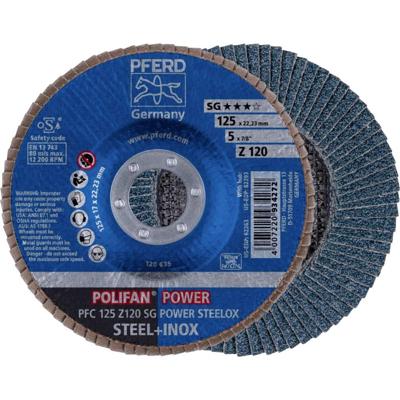 PFERD TOOLS 67789126 PFC 125 Z 120 SG POWER STEELOX Lamellenschijf Diameter 125 mm Boordiameter 22.23 mm Korrelgrootte (num) 120 RVS, Staal 10 stuk(s)
