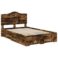 Bedframe met hoofdeinde Gerookt eiken 135 x 190 cm Bewerkt hout - thumbnail