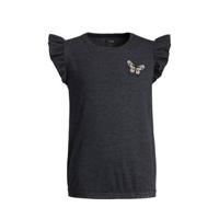 WE Fashion gemêleerd T-shirt zwart - thumbnail