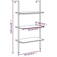 Ladderrek met 3 schappen 64x35x120,5 cm lichtbruin en zwart - thumbnail