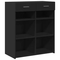 Dressoir 80x42,5x93 cm bewerkt hout zwart - thumbnail