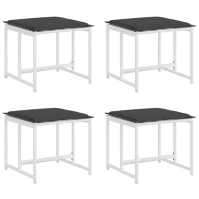 Tuinkrukken 4 st met kussens staal en textileen wit Tuinkrukken 4 st met kussens staal en textileen wit