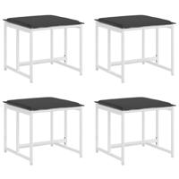 Tuinkrukken 4 st met kussens staal en textileen wit - thumbnail