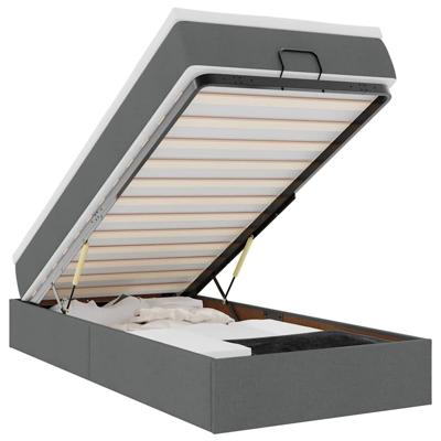 Ottoman bed met matras 90x200cm stof donkergrijs