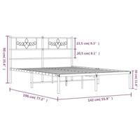 Bedframe met hoofdbord metaal zwart 135x190 cm - thumbnail