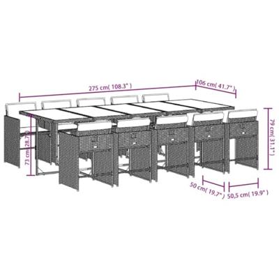 11-delige Tuinset met kussens poly rattan grijs 11-delige Tuinset met kussens poly rattan grijs