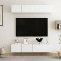 Tv-meubelen 4 st 80x30x30 cm bewerkt hout wit - thumbnail