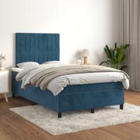 Boxspring met matras fluweel donkerblauw 120x200 cm - thumbnail