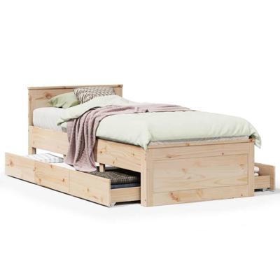 Bedframe met hoofdbord zonder matras grenenhout 75x190 cm