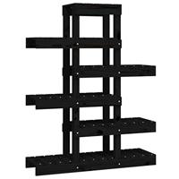 VidaXL Plantenstandaard 85x25x109,5 cm massief grenenhout zwart - thumbnail