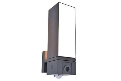 Buitenlamp met camera &apos;Cuba&apos; voordeur lamp zwart led lamp 32 cm