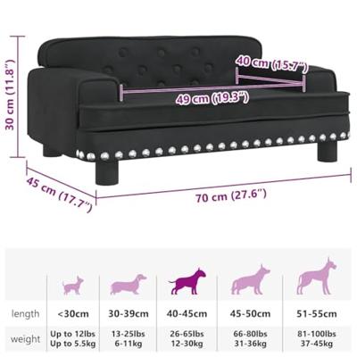 VidaXL Hondenmand 70x45x30 cm fluweel zwart