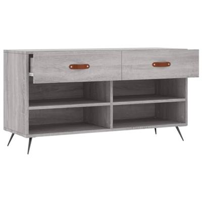 VidaXL Schoenenbank 102x35x55 cm bewerkt hout grijs sonoma eikenkleur VidaXL Schoenenbank 102x35x55 cm bewerkt hout grijs sonoma eikenkleur