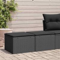 2-delige Loungeset met kussens poly rattan acacia zwart - thumbnail