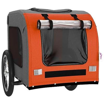 Hondenfietstrailer oxford stof en ijzer oranje en grijs - thumbnail