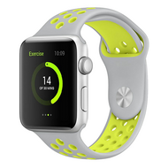 Sportbandje - Maat: M/L - Grijs + Geel - Geschikt voor Apple watch 38mm / 40mm / 41mm / 42mm - thumbnail