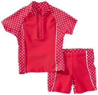 Playshoes tweedelige zwemsuit Stippen Rood Wit-74-80 - thumbnail