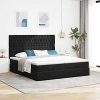 Ottoman bed met matrassen en LED's 200x200cm fluweel zwart - thumbnail