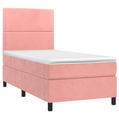 Boxspring met matras en LED fluweel roze 90x200 cm