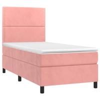 Boxspring met matras en LED fluweel roze 90x200 cm - thumbnail