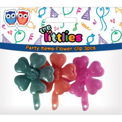 The Littlies clip bloemen groen/oranje/roze 3 stuks