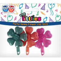 The Littlies clip bloemen groen/oranje/roze 3 stuks - thumbnail