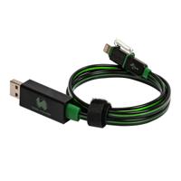 RealPower LED drijvende kabel micro-USB, LED laad- en datakabel met micro-USB-aansluiting, voor HTC, Huawei, Samsung, Sony, Nokia, Nexus, Kindle en andere Android smartphones, (zwart/groene LEDs) - thumbnail