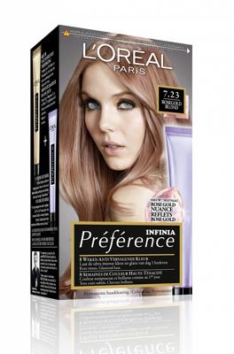 L’Oréal Paris Préférence 7.23 Haarverf - Rosegold Blond - Permanente Haarkleuring met Color Extender