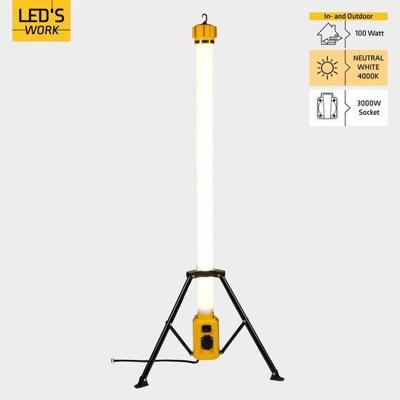 LED&apos;s Work Toren bouwlamp met extra stopcontact - Staaf werklamp - 100W - 12000 lm