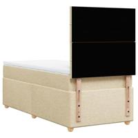 Boxspring met matras stof crèmekleurig 90x200 cm - thumbnail