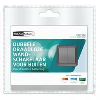 KlikAanKlikUit AGST-8802 Dubbele wandschakelaar buiten Schakelaar Grijs - thumbnail
