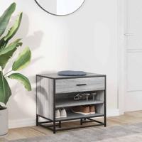 Schoenenbank 60x40x53,5 cm bewerkt hout en metaal grijs sonoma - thumbnail