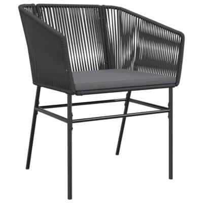 Tuinstoelen 2 st met kussens poly rattan zwart