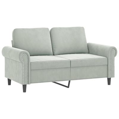 3-delige Loungeset met kussens fluweel lichtgrijs