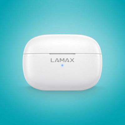 Lamax Clips1 Play In Ear headset Bluetooth Stereo Wit Indicator voor batterijstatus, Oplaadbox, Volumeregeling, Bestand tegen zweet, Touchbesturing,