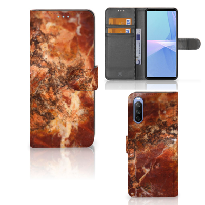 Sony Xperia 10 III | Bookcase | Marmer Bruin