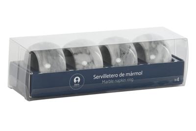 Servethouder Home ESPRIT Wit Marmer 4,8 x 4,8 x 3,3 cm 4 Onderdelen