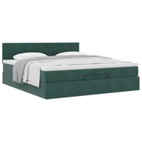 Ottoman bed met matras 160x200cm fluweel donkergroen - thumbnail