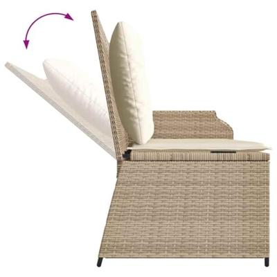 Tuinbankje verstelbaar met kussens poly rattan beige Tuinbankje verstelbaar met kussens poly rattan beige