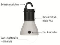 Calima 46058 Campinglamp LED 20 lm werkt op batterijen 76 g Wit, Zwart - thumbnail