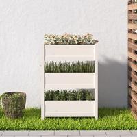 Plantenbak 77x25x104,5 cm massief grenenhout wit - thumbnail