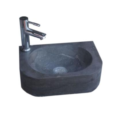 Fonteinset Sanilux New York Hardsteen Inclusief Kraan, Waste & Sifon 35x24x10cm (Kraangat Links)