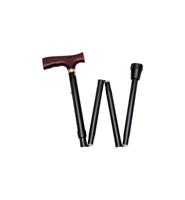 Opvouwbare wandelstok | Houten handvat | Hoogte: 84 - 94 cm | Zwart | PR30121-BK - thumbnail