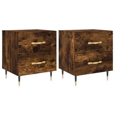 Nachtkastjes 2 st 40x35x47,5 cm bewerkt hout gerookt eikenkleur