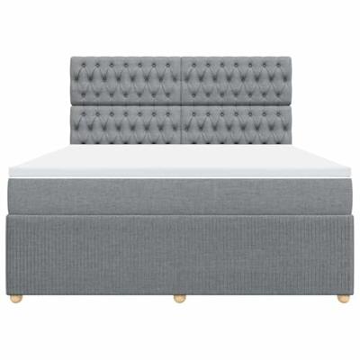 Boxspring met matras stof lichtgrijs 180x200 cm