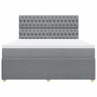 Boxspring met matras stof lichtgrijs 180x200 cm - thumbnail