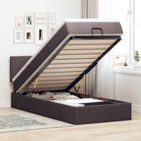 Ottoman bed met matras 90x190cm stof donkerbruin - thumbnail