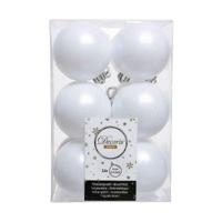 12 onbreekbare kerstballen winterwit 6 cm - thumbnail