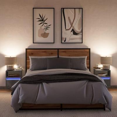 Nachtkastjes met LED's 2 st wandgemonteerd betongrijs Nachtkastjes met LED's 2 st wandgemonteerd betongrijs
