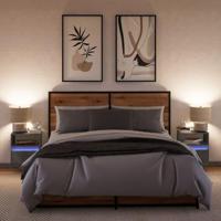 Nachtkastjes met LED's 2 st wandgemonteerd betongrijs - thumbnail